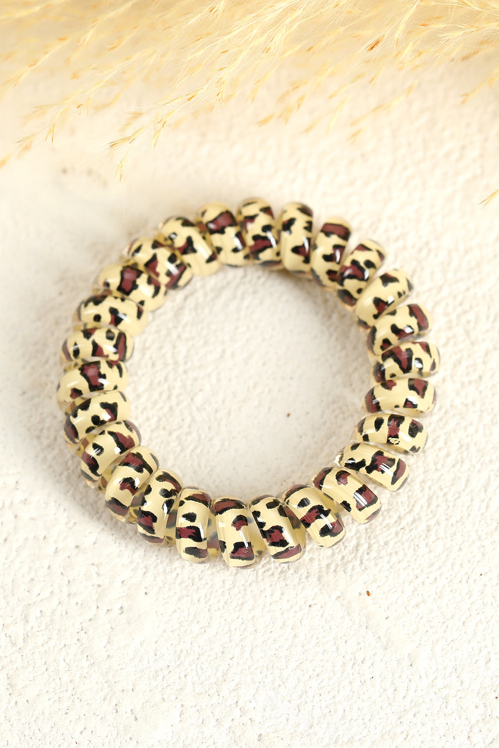 Black Leopard Telephone Spiral Coil Wire Hair Tie