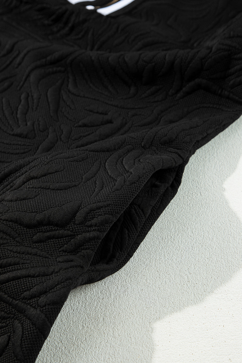 Black Jacquard Textured Quarter Zipper Mini Dress