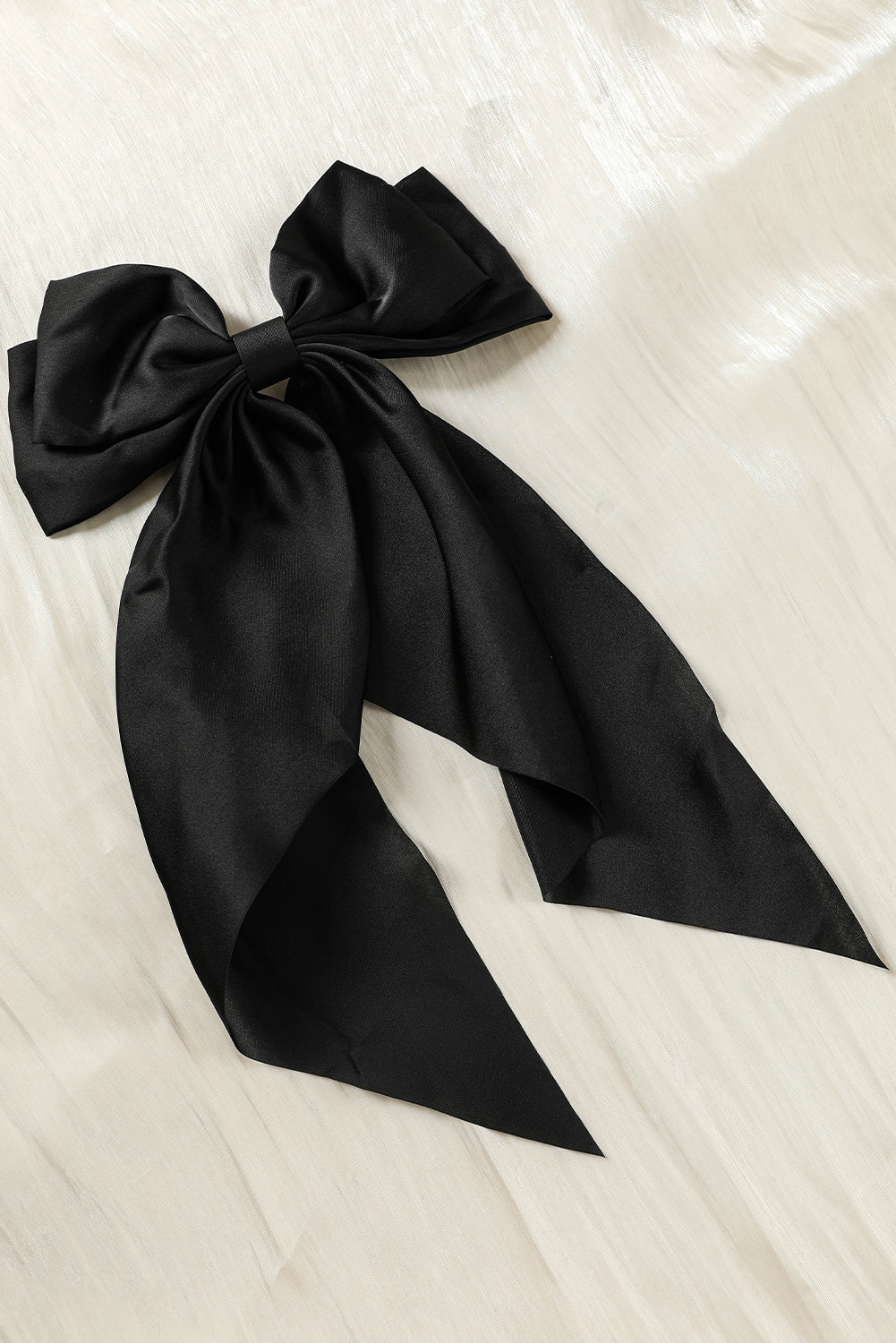 Black Elegant Oversized Ribbon Bowknot Satin Hair Clip